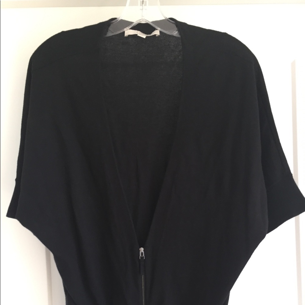 LOFT short-sleeve sweater, zip-up, black